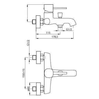 Смеситель для ванны и душа Damixa Jupiter 861000000 хром